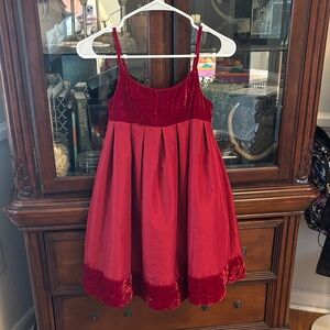 Gap Kids Red Velvet-Trim Spaghetti Strap Party Dress